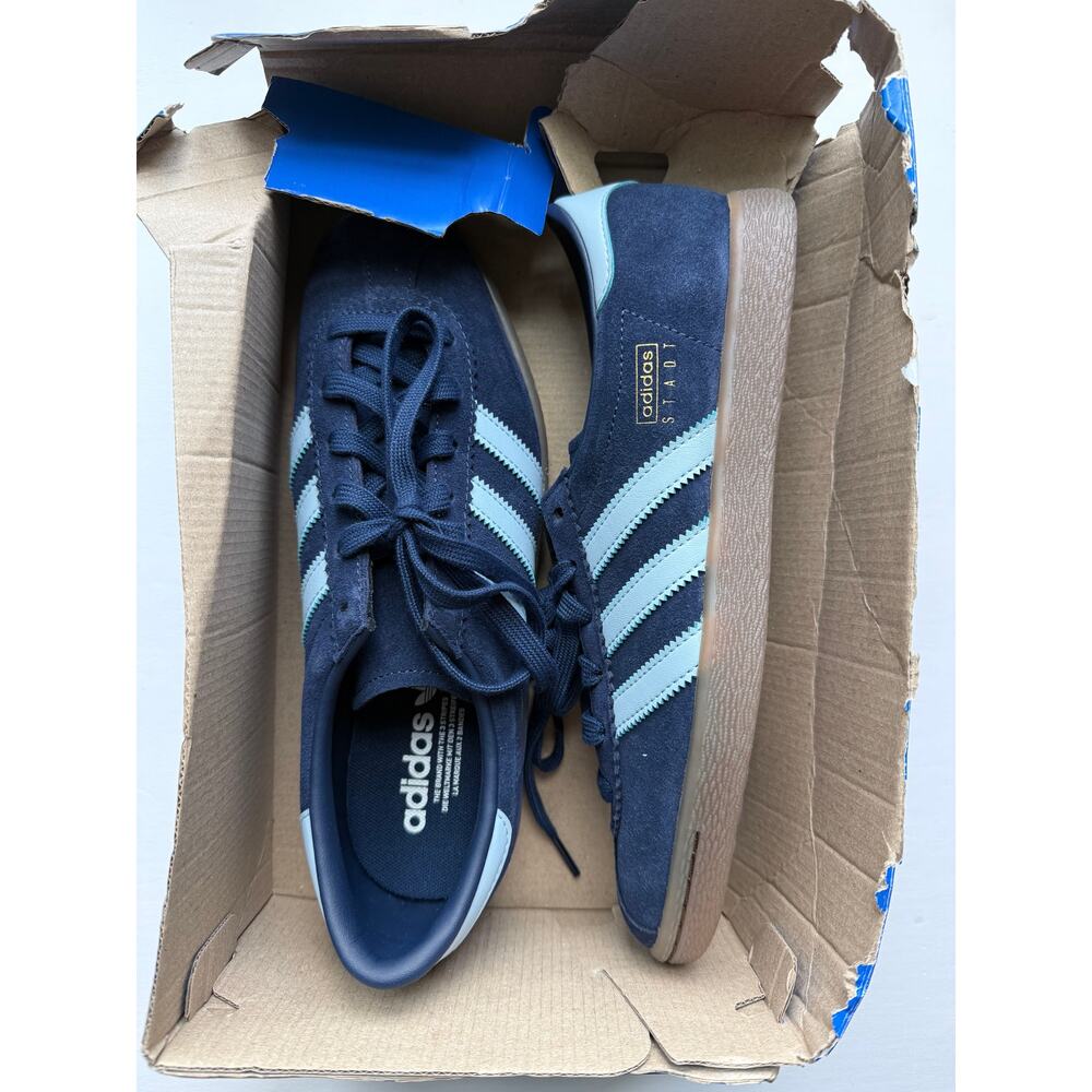 didas Stadt JQ9008 Night Indigo Clear Sky Gum Men's 8 / UK 7.5 New With Tags